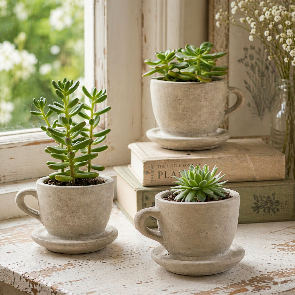 Concrete "Tea &amp; Coffee" Cup Planter