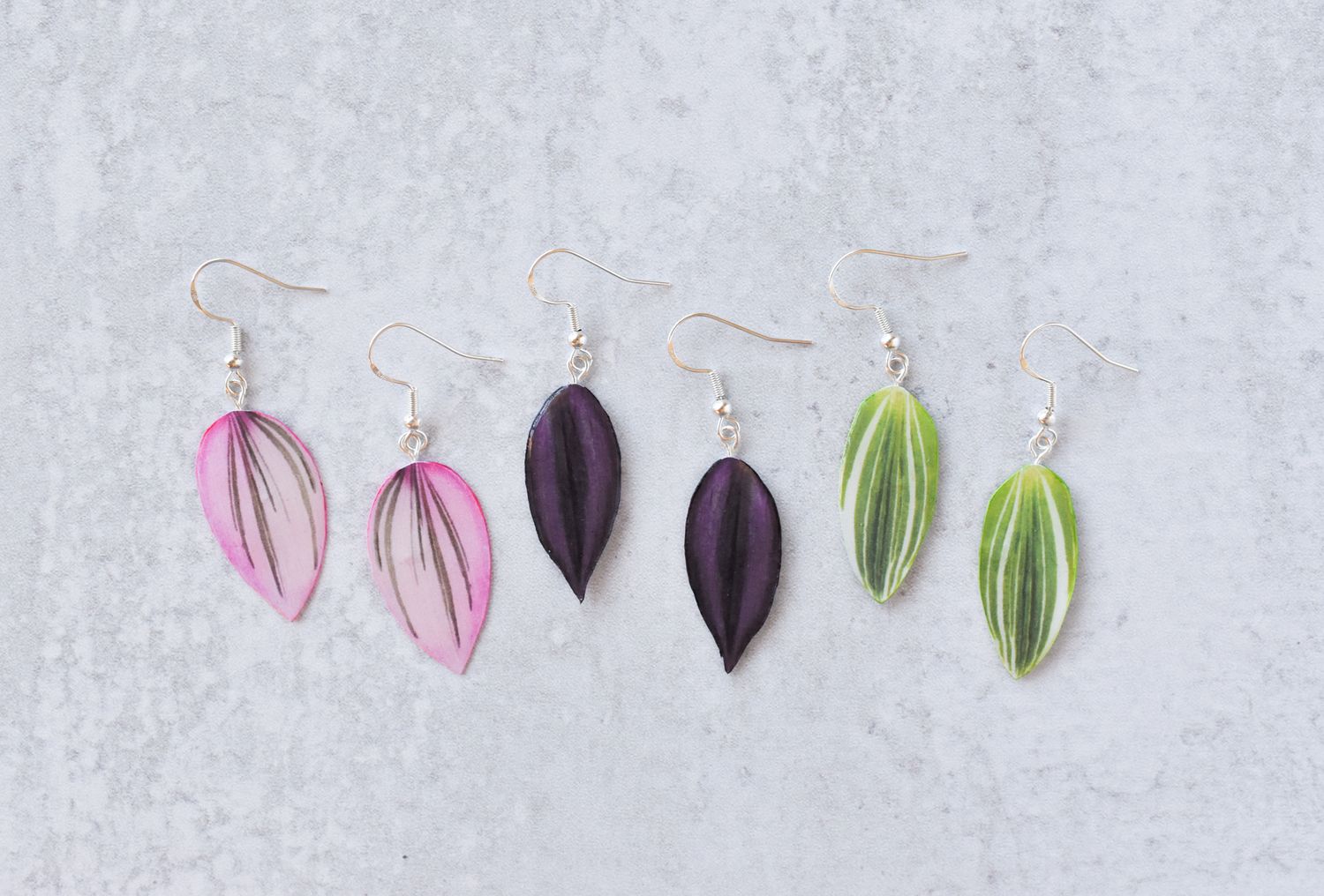 Tradescantia "Wandering Dude" Earrings | Plant Leaf Earring