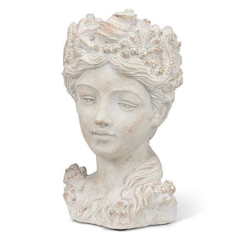 Small Woman with Shells Planter-Antique White-10"H