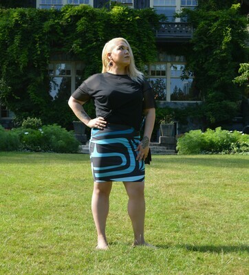Pencil Skirt w/ Shades of Turquoise Design Pencil Skirt w/ Shades of Turquoise Design