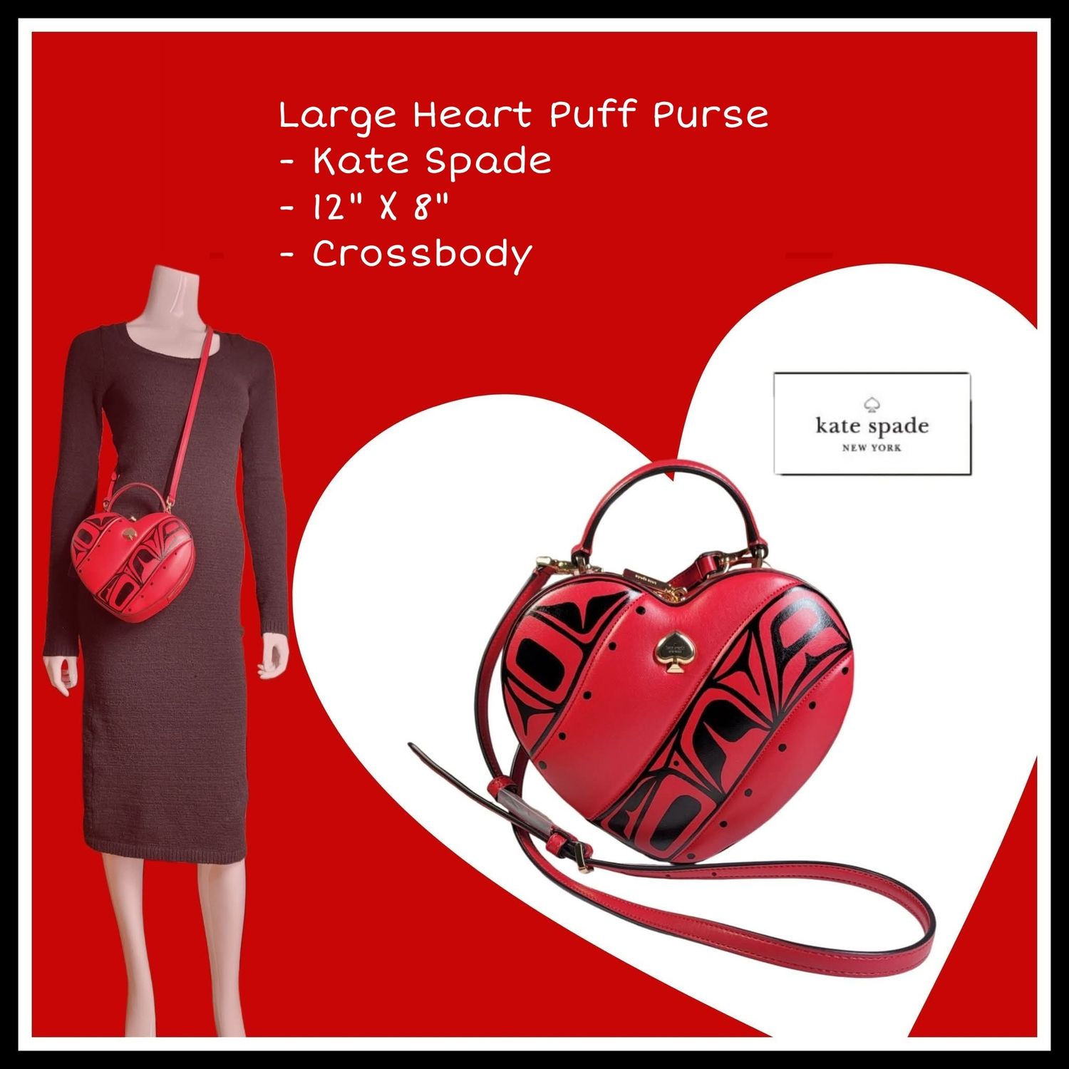 Red Heart Puff Purse