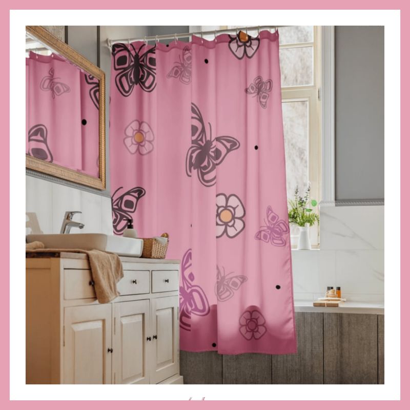 Pink Butterfly Shower Curtain