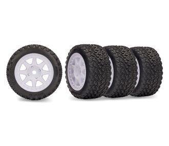 White Mini Rally Wheels with Rally Tires (4) — 10874