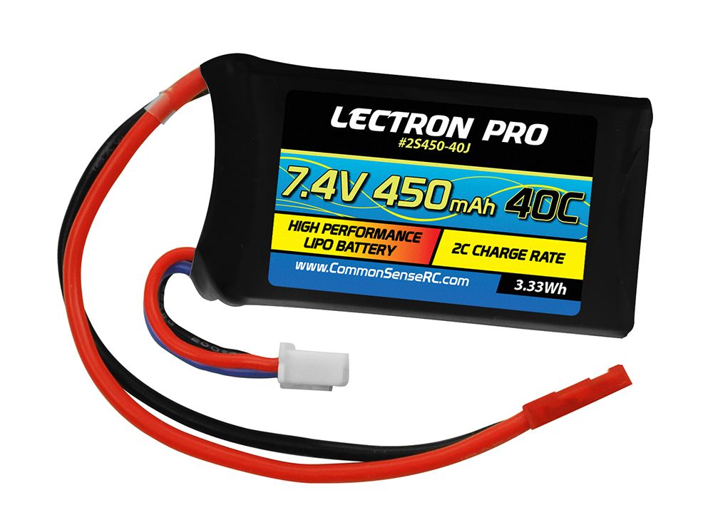 Lectron Pro 7.4V 450mAh 40C Lipo Battery with JST PH 2.0 connector for Axial SCX24 — 2S450-40J