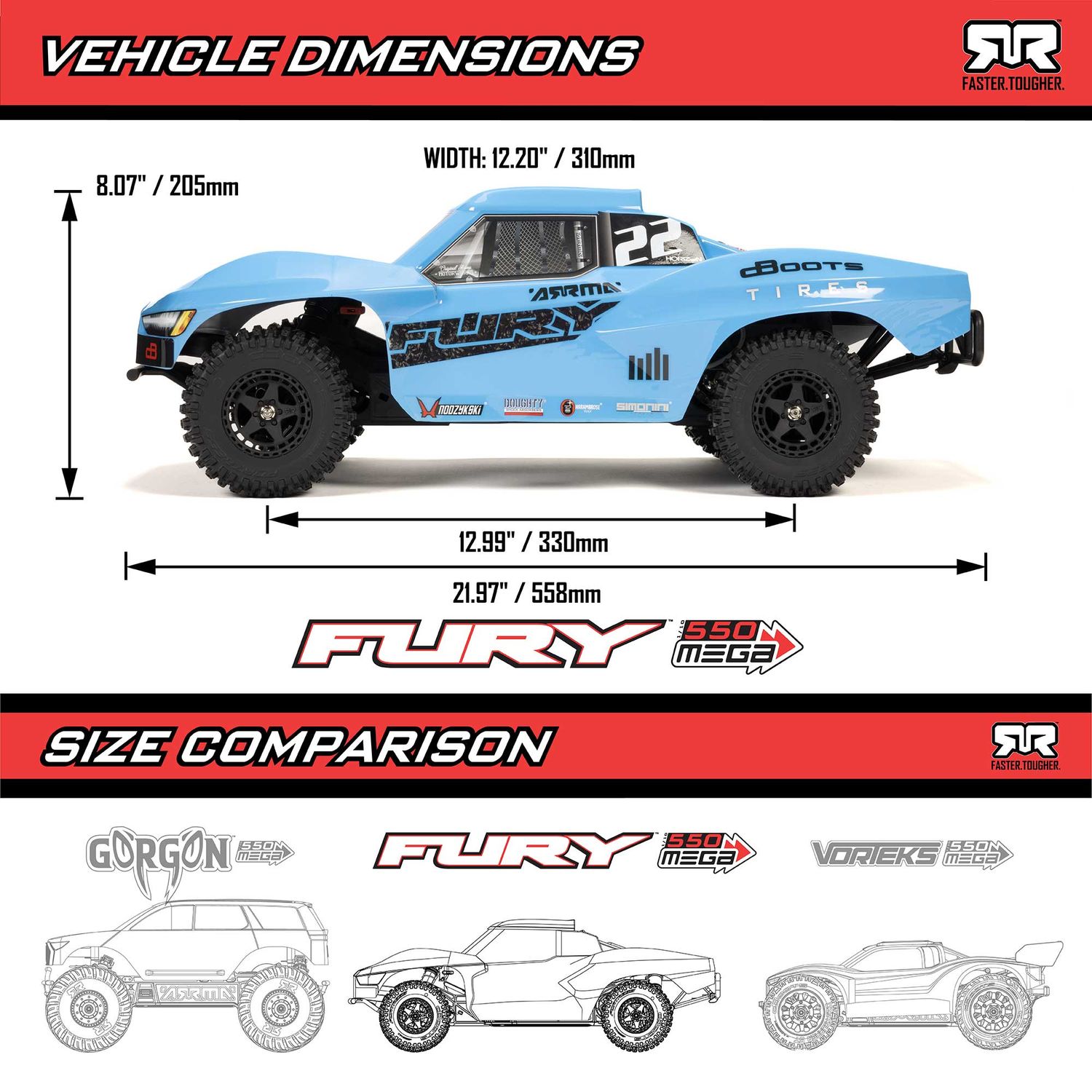 ARRMA 1/10 Fury 2WD RTR Brushed Short Course Truck Red — ARA3221ST1