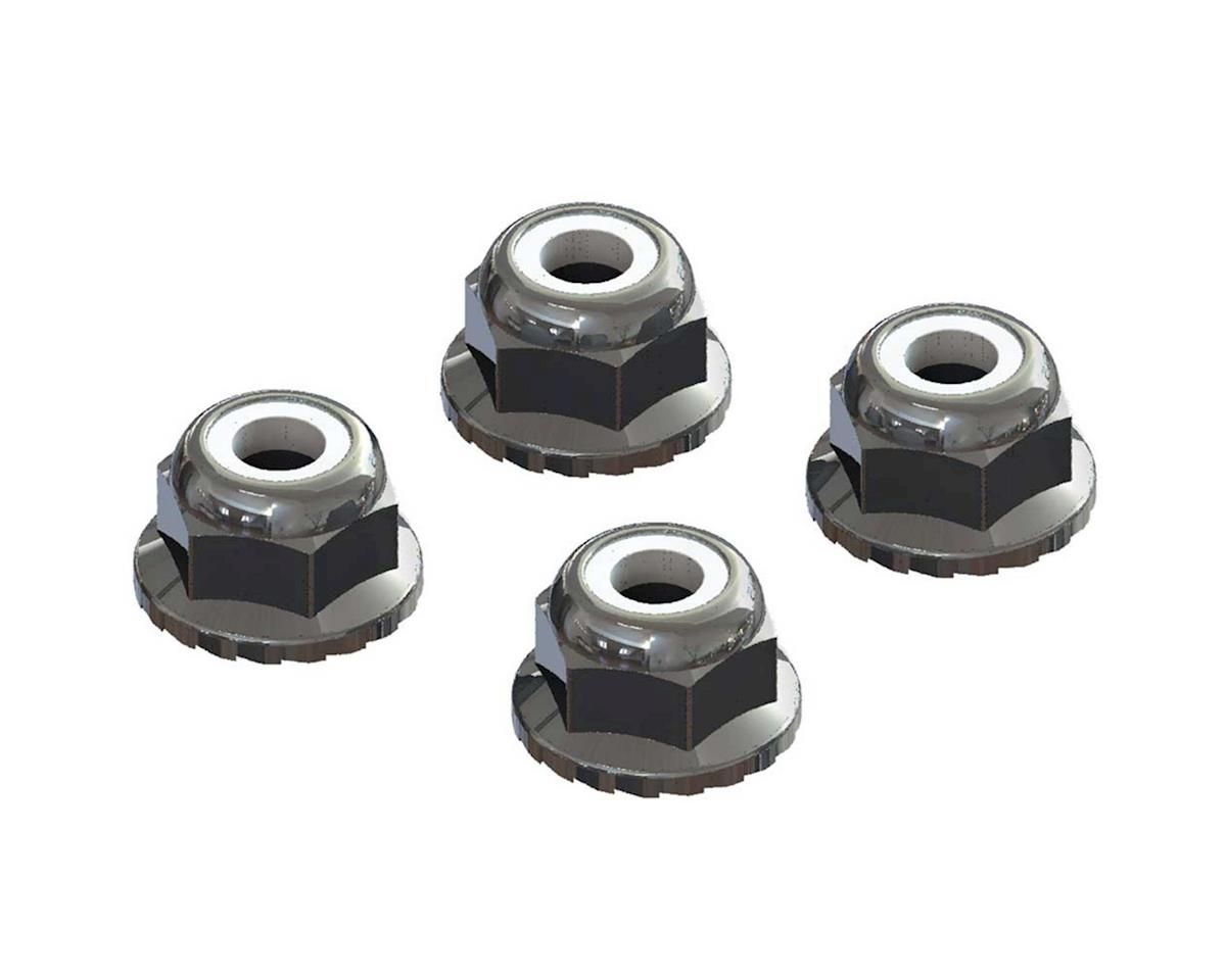 AR708008 Flanged Nyloc Locknut 4mm Silver (4) — ARAC9699