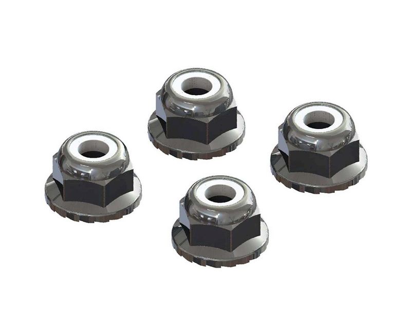 AR708008 Flanged Nyloc Locknut 4mm Silver (4) — ARAC9699