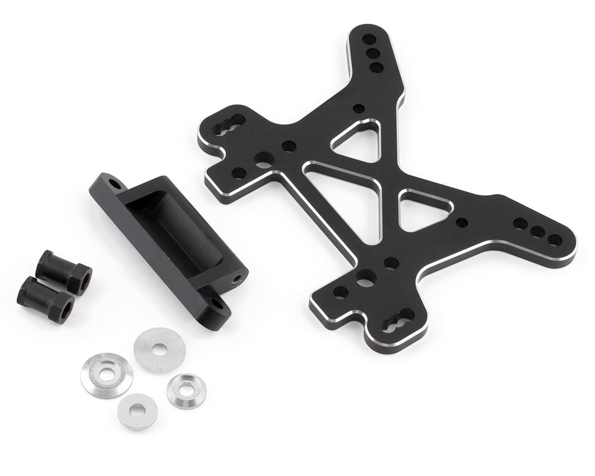 Shock Tower, Front, Black, Aluminum: DBXL, MTXL — LOS354004