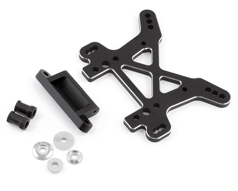 Shock Tower, Front, Black, Aluminum: DBXL, MTXL — LOS354004
