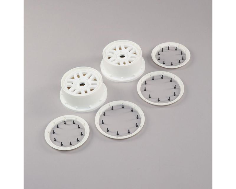 Wheel &amp; Beadlock Set, White (2): 5ive-T 2.0 — LOS45026