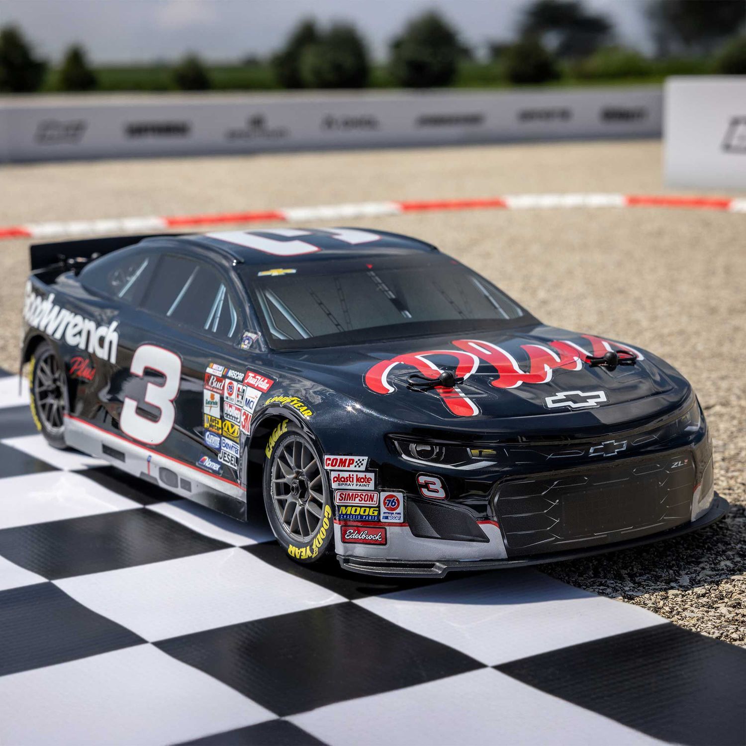 Losi 1/12 Nascar RC Race Car Rcr No. 3 Gm Goodwrench Chevrolet Zl1 2S AWD RTR Brushed On Road Black — LOSF1122503