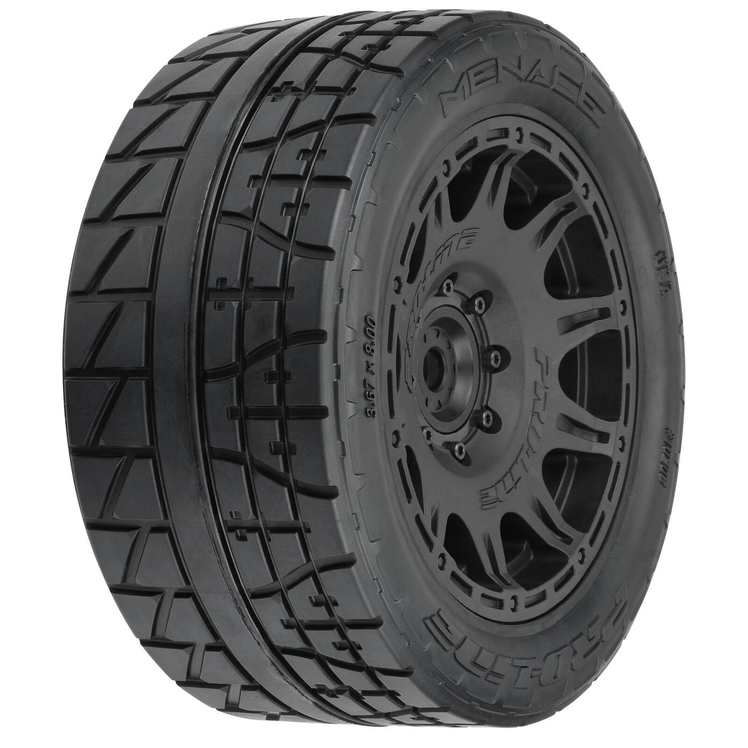 Menace HP 5.7 inches Street BELTED Tires Mounted on Raid Black 8x48 Removable 24mm — PRO1020511