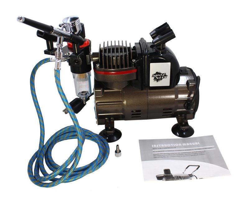 Dual Action Gravity Feed Airbrush &amp; Air Compressor Combo — SZX50000