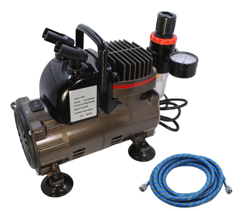 Air Compressor for Airbrushing, with Hose and Regulator — SZX50000C