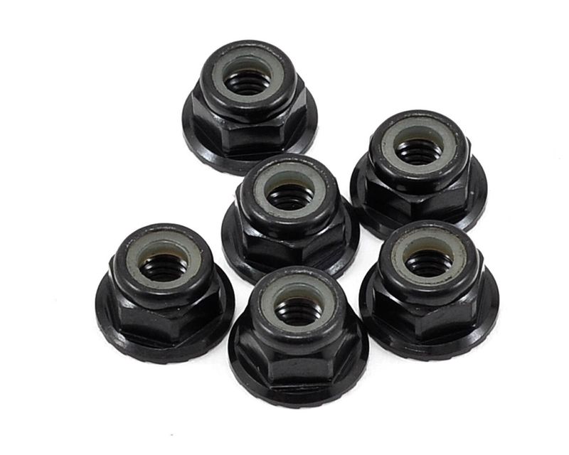 4mm Aluminum Serrated Lock Nuts, Black (6) — TLR336000