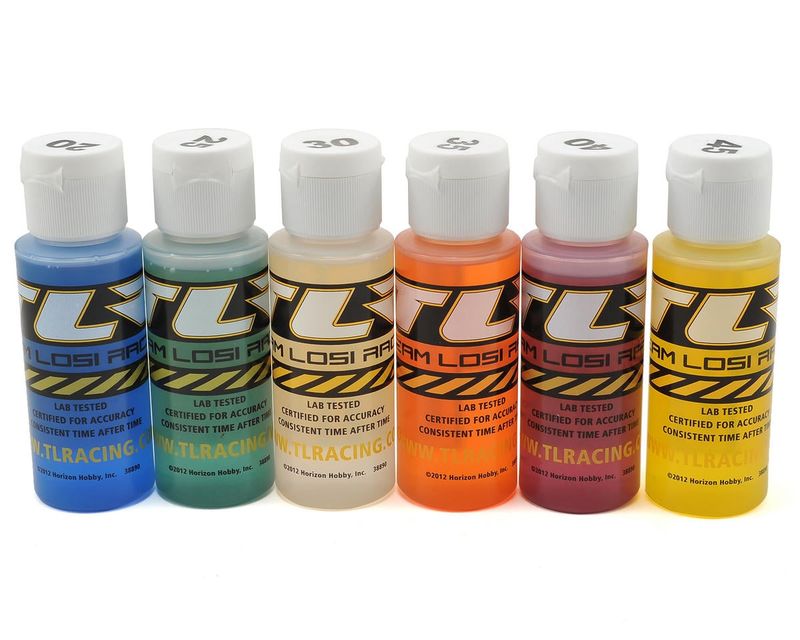 SIL SHOCK OIL 6 PACK, 20-45WT, 195-610CST, 2OZ — TLR74020