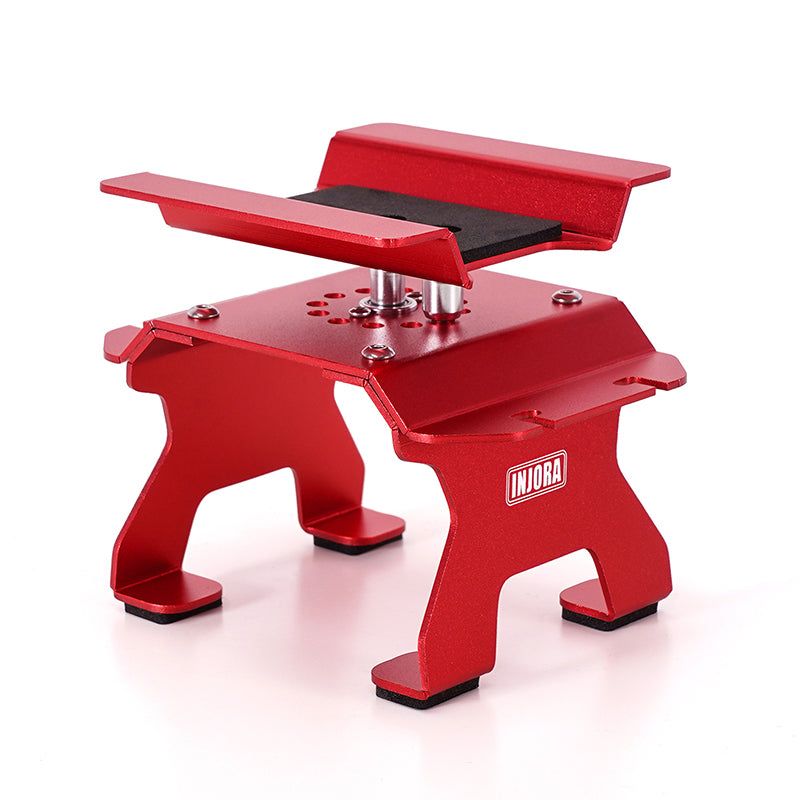 INJORA Aluminum RC Car Stand with Shock Holder for 1/24 1/18 RC Crawler - Red - TOOL-63RD