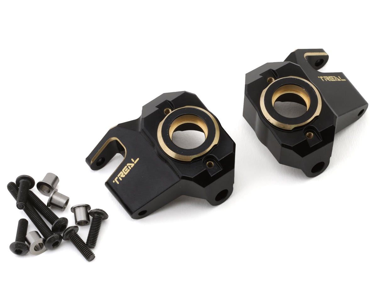 Treal Hobby Axial SCX10 III CNC Brass Front Steering Knuckles (Black) (2) (66g) — TLHTSCX10_III-29