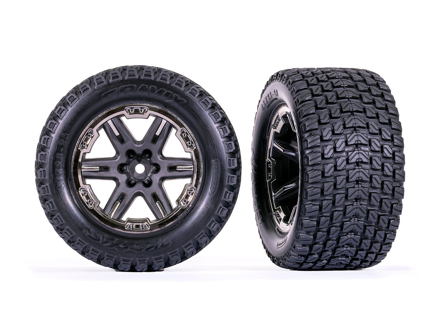 RXT 2.8" Black Chrome Wheels &amp; Gravix Tires (2) — 6764-BLKCR