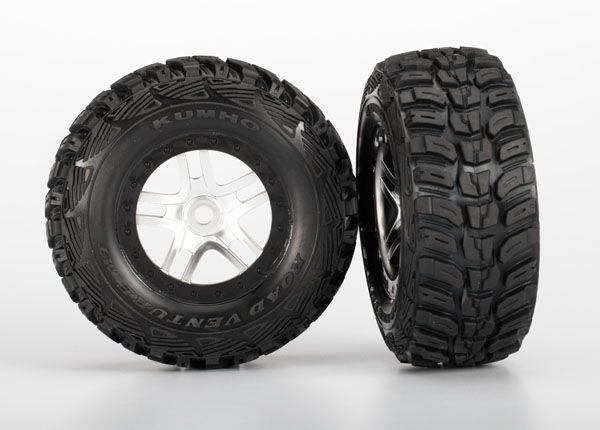 Satin Chrome &amp; Black Wheels &amp; S1 Kumho Tires (2) — 5976R