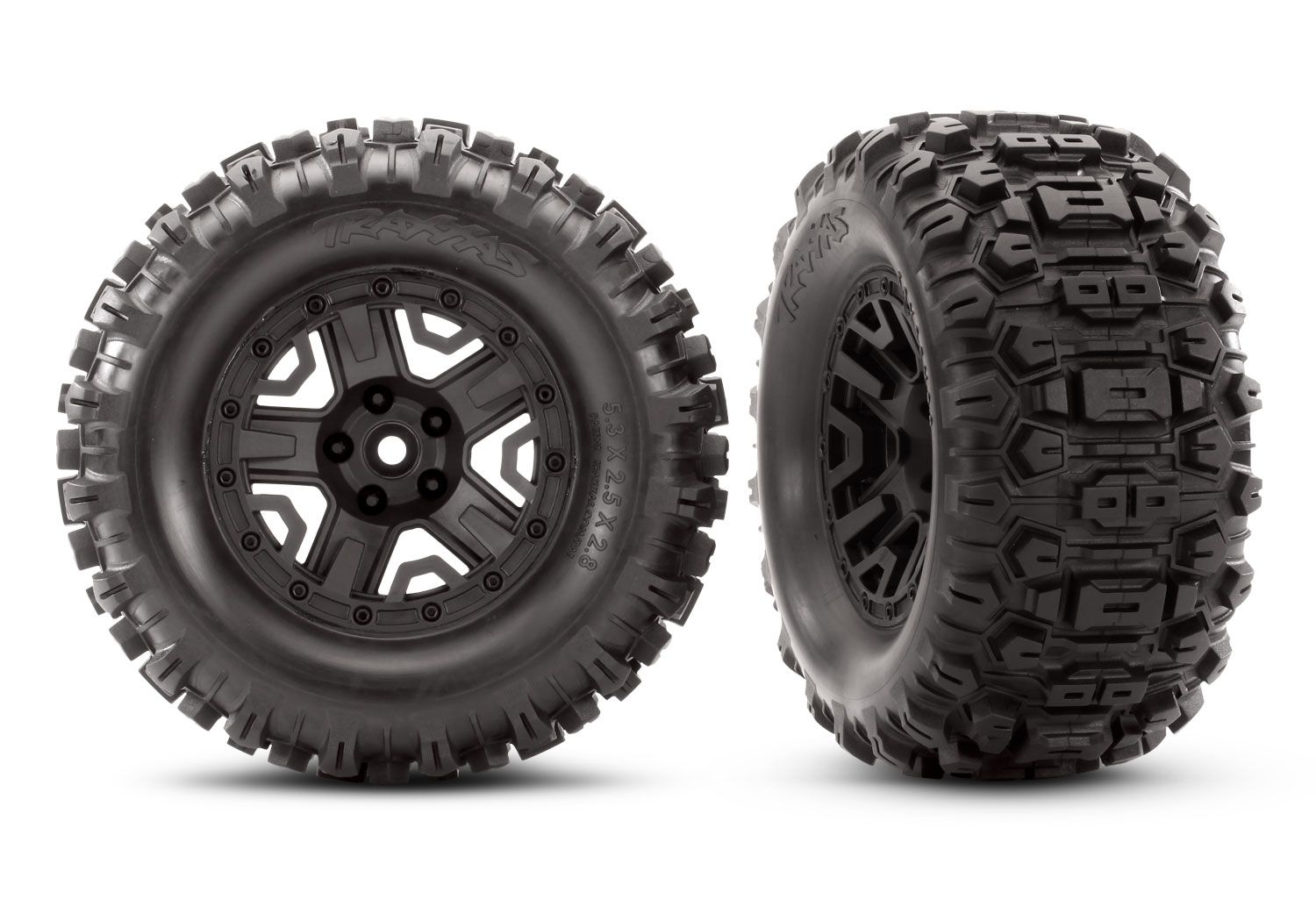 5-Spoke 2.8" Black Wheels &amp; Sledgehammer Tires (2) — 6792
