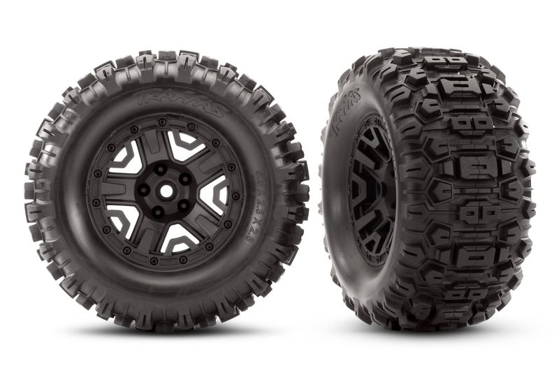 5-Spoke 2.8" Black Wheels &amp; Sledgehammer Tires (2) — 6792