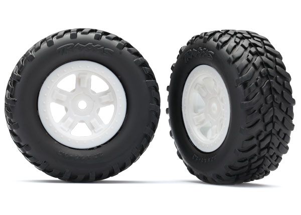White 5-Spoke wheels with SCT Tires (2) — 7674X