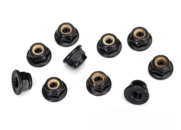 Black 4 mm Flanged Nylon Locking Nuts (10) — 8347
