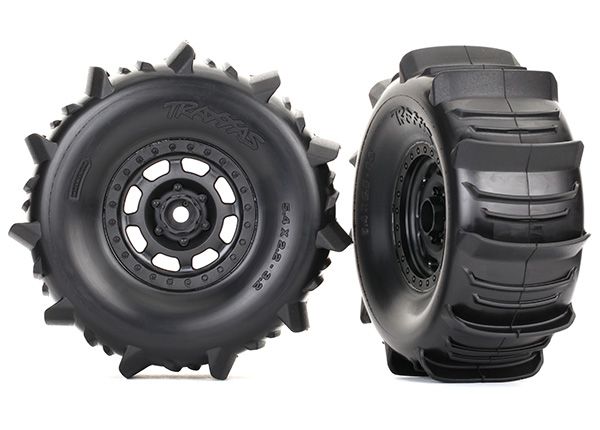 Desert Racer Black Wheels w/ Paddle Tires (2) — 8475