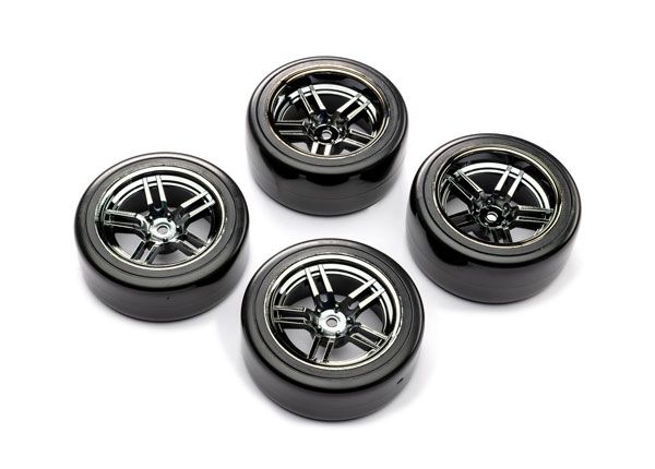 1.9" Black Chrome Split-Spoke Wheels &amp; Drift Tires (4) — 8378