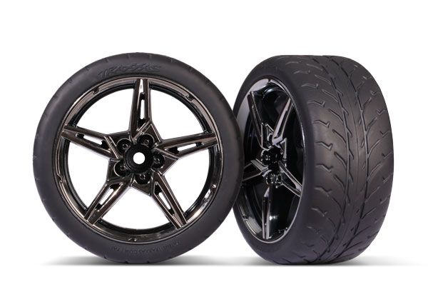 2.1" Black Chrome Rear Wheels &amp; Response Tires (2) — 9371