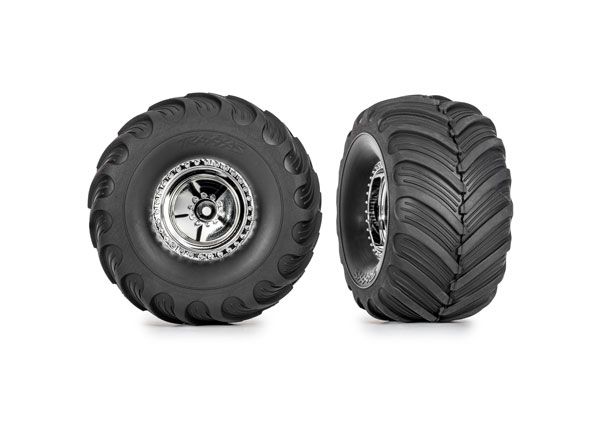 1.2" x 3.0" Chrome Wheels &amp; Terra Groove Tires (2) — 9867