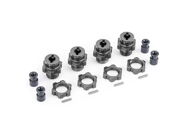17 mm Gray Aluminum Splined Hubs w/ Nuts (4) — 9086-GRAY