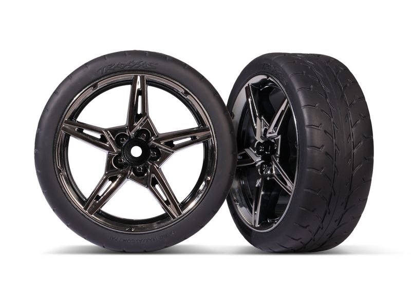 2.1" Black Chrome Front Wheels &amp; Response Tires (2) — 9370
