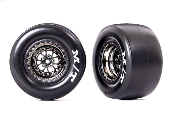 Weld Black Chrome Rear Wheels &amp; Sticky MT Tires (2) — 9476X