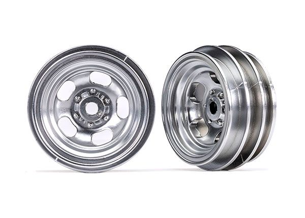 TRX-4M 1" Satin Chrome Slotted Wheels (2) — 9869