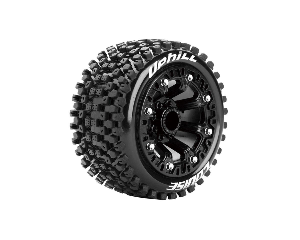 ST-Uphill 1/16 Stadium Truck Tires, 12mm Hex, Soft, Mounted on Black Spoke Rim, Front/Rear (2) — LOULT3279SB