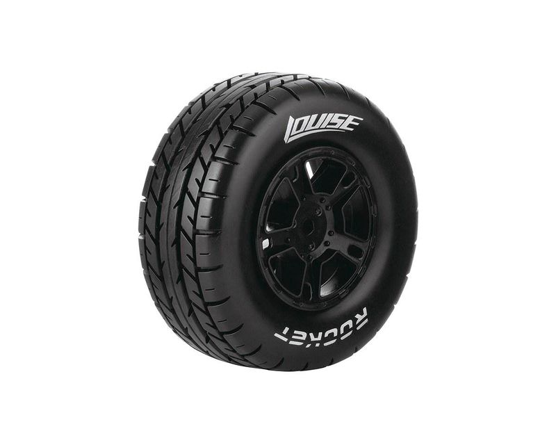 SC-Rocket 1/10 Short Course Tires, Soft, 12, 14 &amp; 17mm Removable Hex on Black Rim (2) — LOULT3154SB