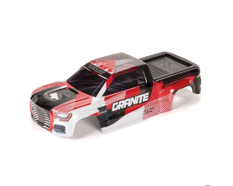 GRANITE 4X4 Clipless Painted Decaled Trimmed Body (Red/White) — ARA-1622