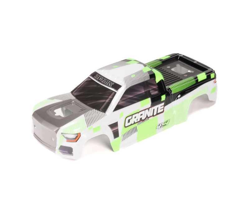 GRANITE 4x4 Clipless Painted Decaled Body (Green/White) — ARA-2245