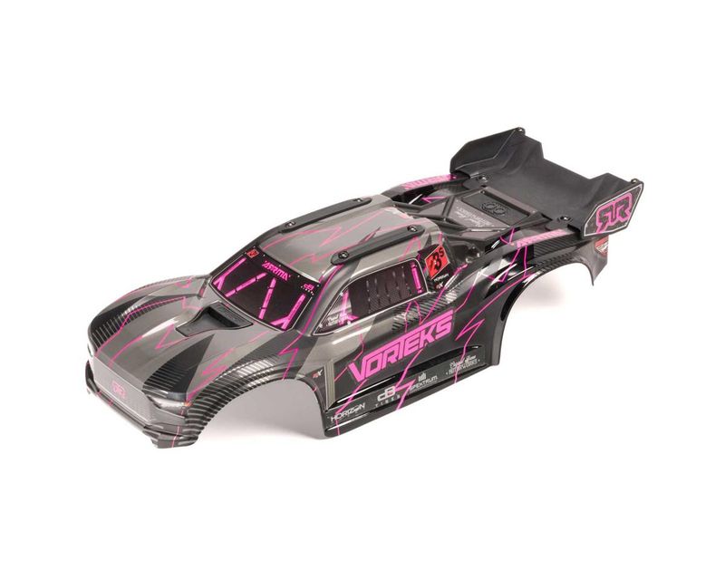 VORTEKS 2WD Painted Decaled Trimmed Body Set - Hidden Body Mount (Pink/Black) — ARA-2580