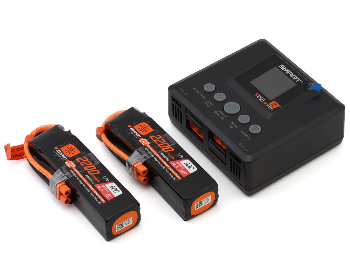 Smart Powerstage 4S Air Bundle: (2) G2 2200mAh 4S 50C LiPo IC3 &amp; S250 Charger — SPMXPSA500