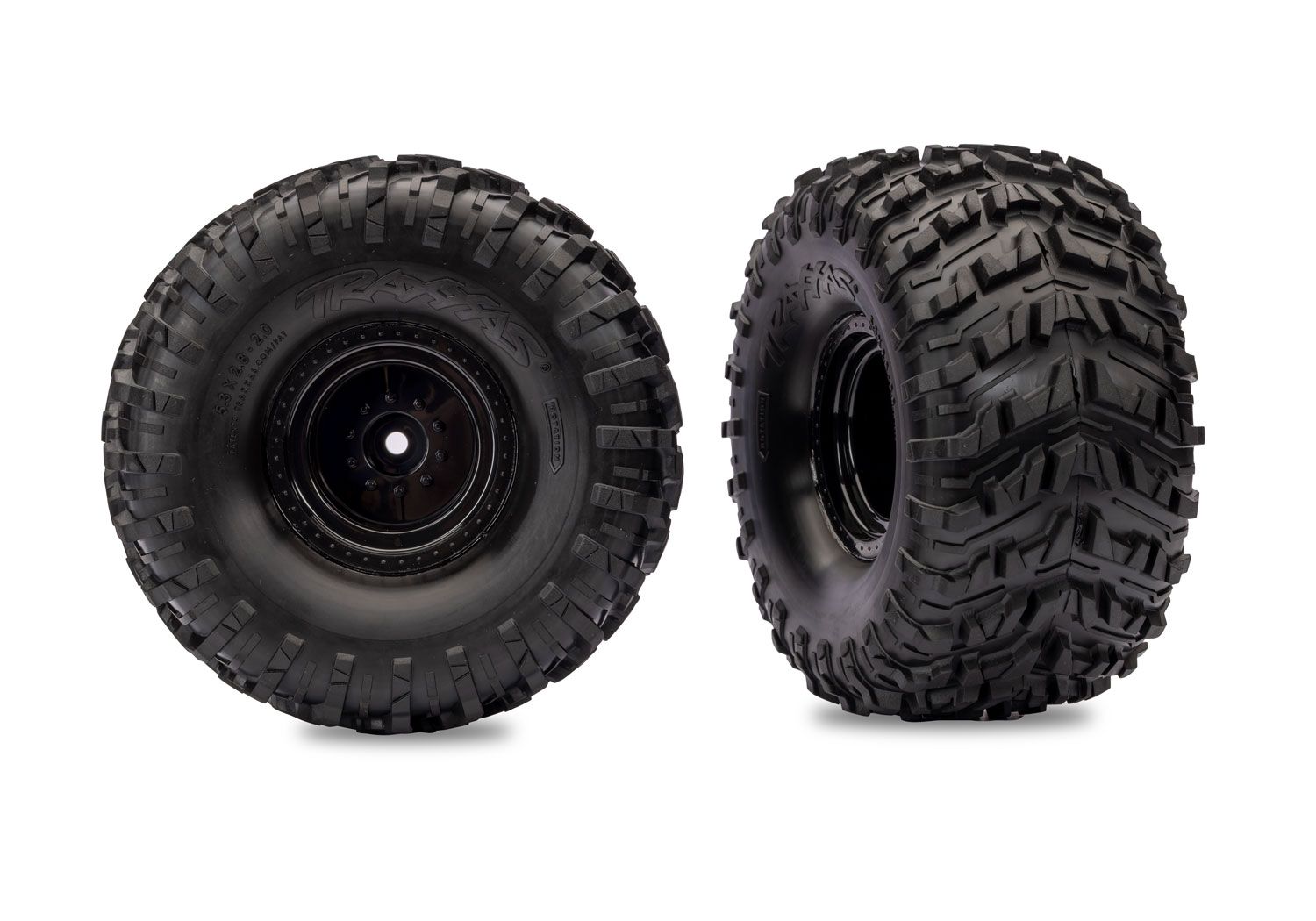 2.8" Black Monster Truck Wheels and Talon MXT Tires (2) — 13670