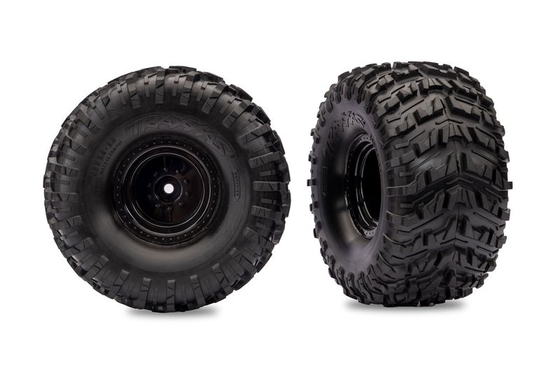 2.8" Black Monster Truck Wheels and Talon MXT Tires (2) — 13670