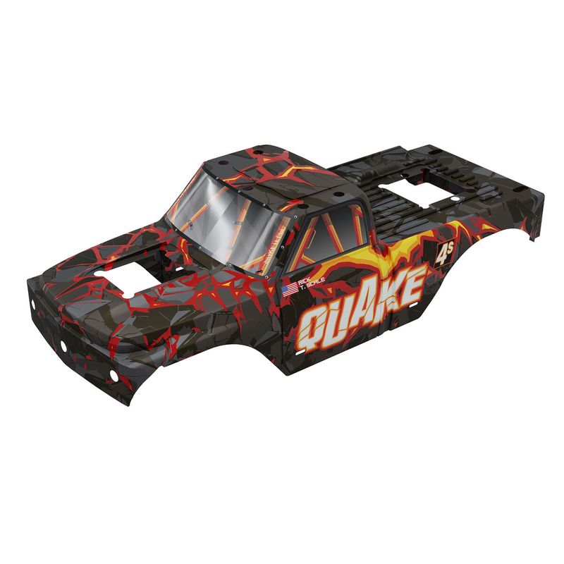 ARRMA 1/8 QUAKE 4S Brushless Clipless Painted Decaled Trimmed Body, Black/Red — ARA-3158