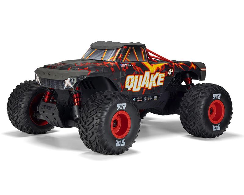 ARRMA 1/8 QUAKE 4S DSC 4X4 RTR Brushless Monster Truck, Black/Red — ARA4437T1