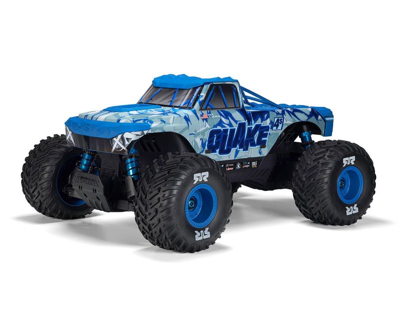 ARRMA 1/8 QUAKE 4S DSC 4X4 RTR Brushless Monster Truck, White/Blue — ARA4437T2