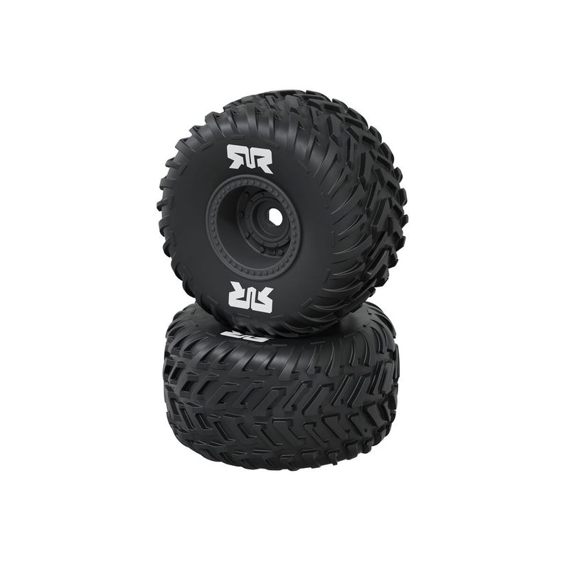 ARRMA dBoots Cut Chevron Monster Truck Tire Set, Glued 16mm (2pcs), Gunmetal — ARA-4606