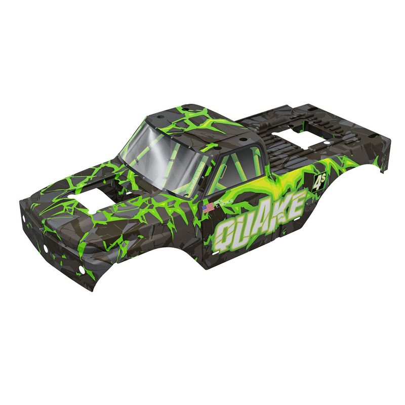 ARRMA QUAKE 4S Brushless Clipless Painted Decalled Trimmed Body, Black/Green — ARA-4634