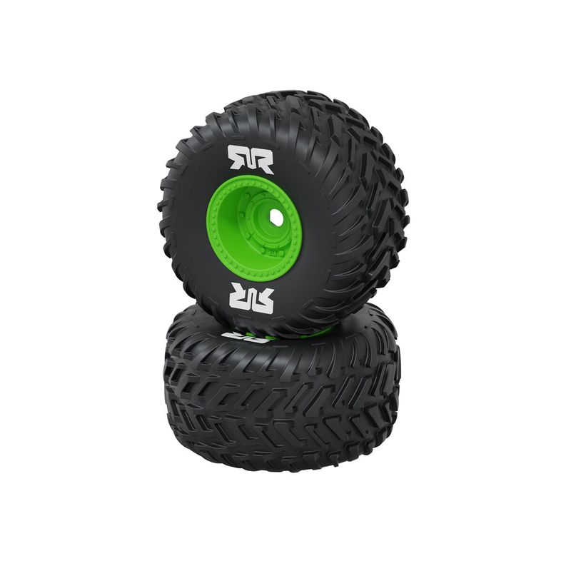 ARRMA dBoots Cut Chevron Monster Truck Tire Set, Glued 16mm (2pcs), Green — ARA-4607